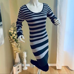 Grey Stripe Sweater Mini Dress
